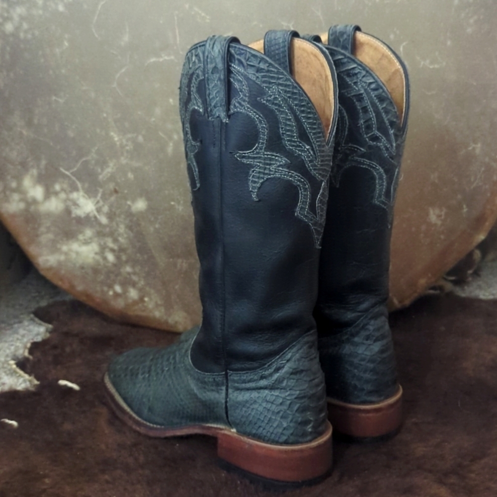 Boulet #1148 Black Leather & Gray Python Cowgirl … - image 3